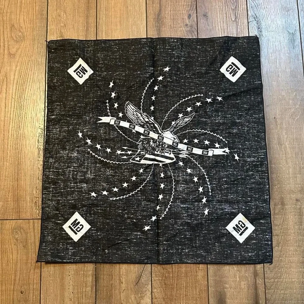 Vintage GM General Motors‎ Bandana Eagle Black White Graphic 90s